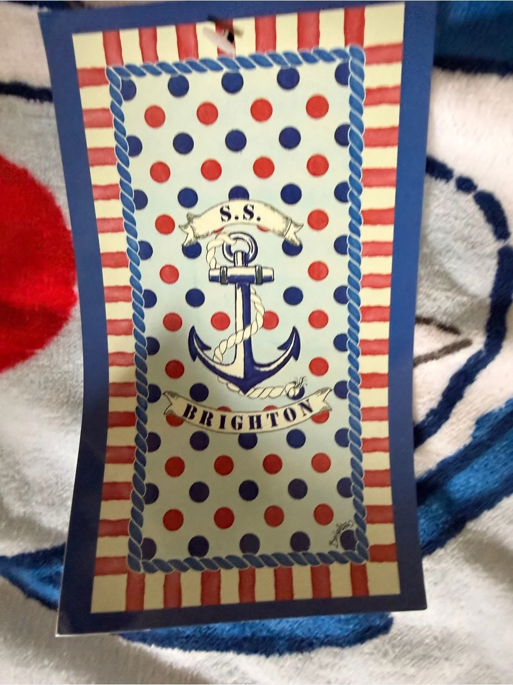 Brighton Sea Splash Beach Towel NWT- Red, Blue & White